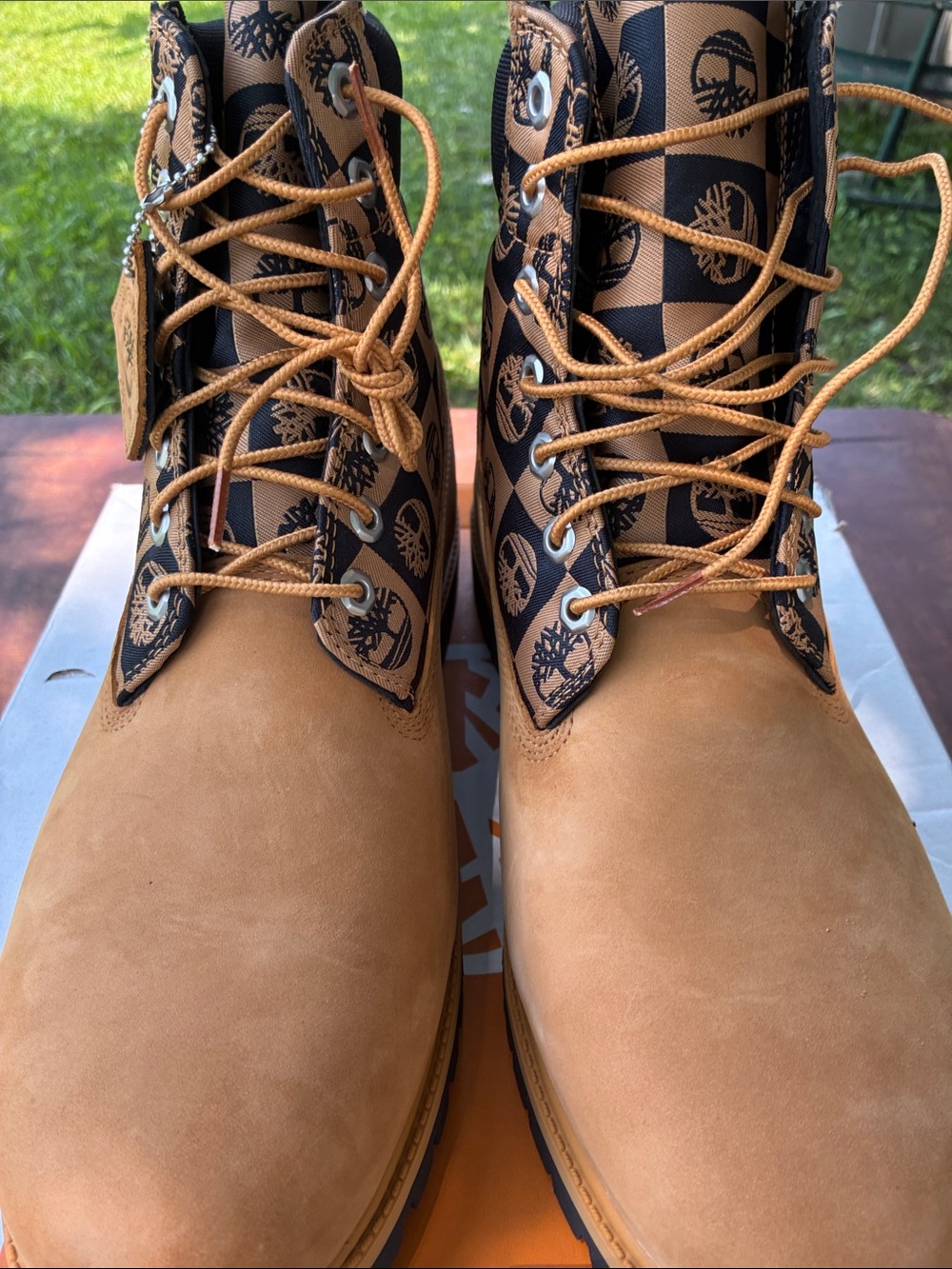 Timberland men’s  Wheat Nubuck Checker Lace-Up Boots
